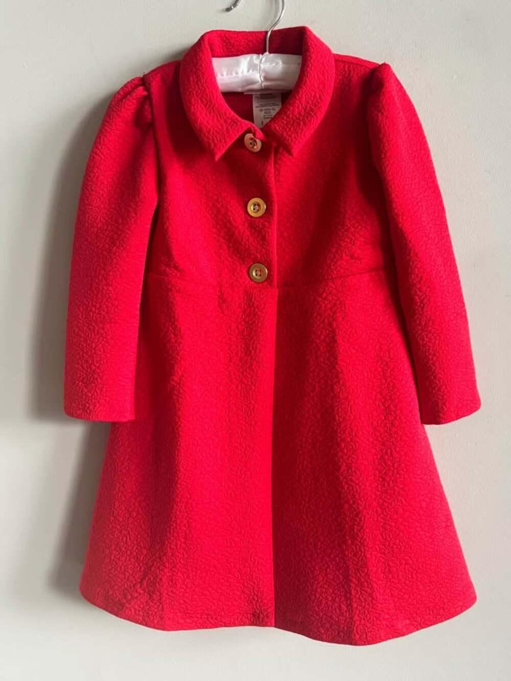 Bonnie Jean Toddler Girls' Textured Holiday Dress Coat Size 5 red gold buttons